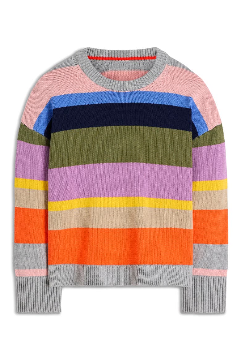 Lucy Relaxed Stripe Cotton Sweater, Alternate, color, GREEN MULTI