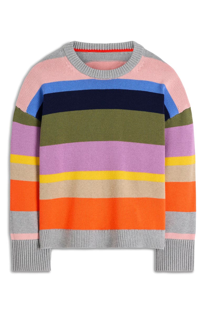 Boden Lucy Relaxed Stripe Cotton Sweater, Alternate, color, Green Multi