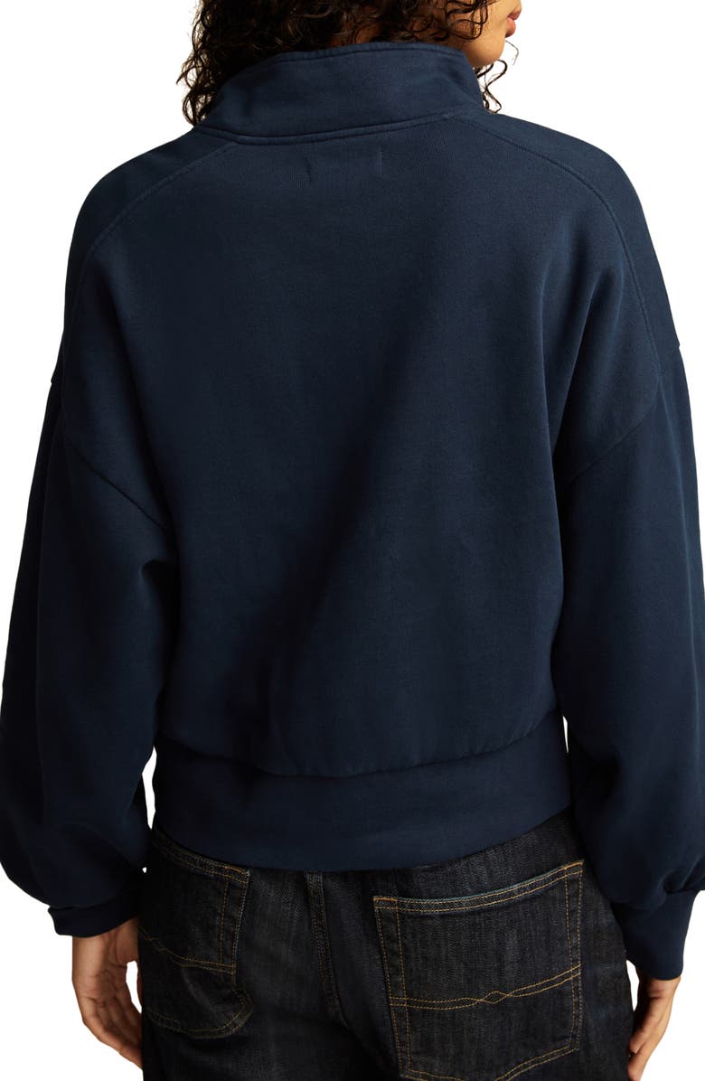 Lucky Brand Embroidered Quarter Zip Fleece, Alternate, color, Black Iris