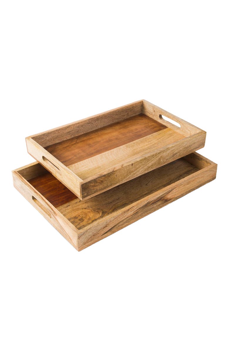 Mela Artisans Rustic Elegance Two-Tone Serving Tray Set, Alternate, color, Brown