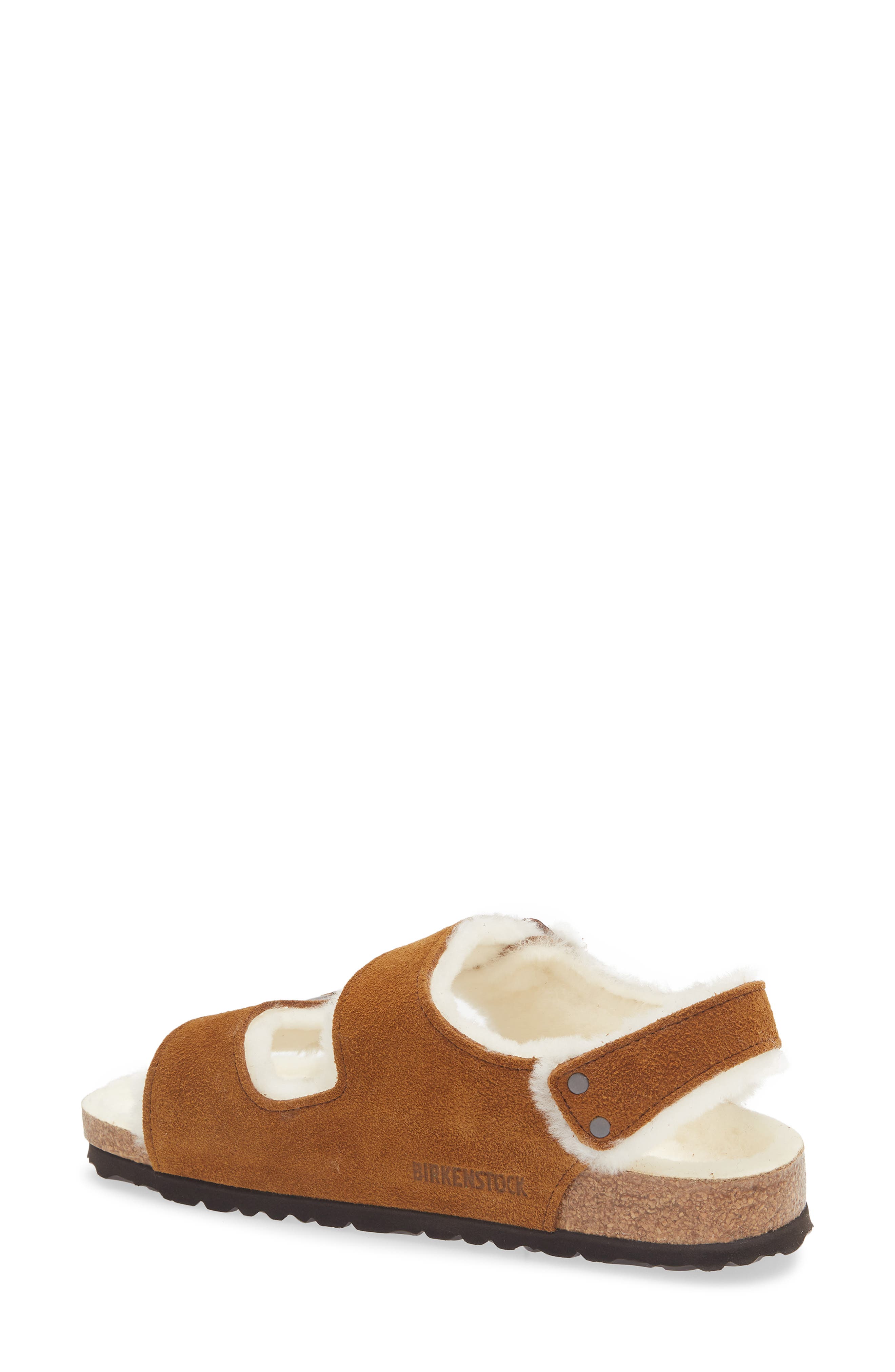 Birkenstock Milano Genuine Shearling Slingback Sandal, Alternate, color, Mink/ Natural