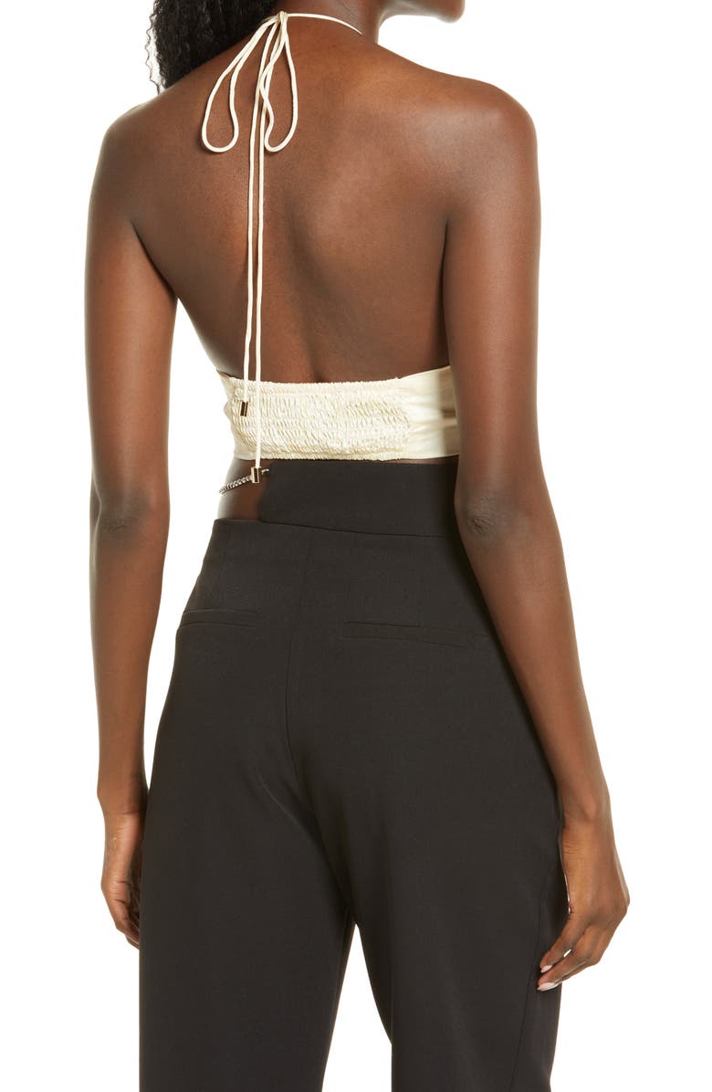 Amy Lynn Ibiza Satin Halter Top, Alternate, color, Beige