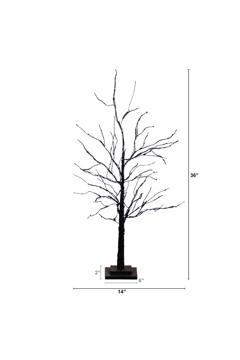 3-ft Pre-Lit Halloween Black Twig Artificial Tree with 80 Orange & Purple LED Lights, Alternate, color, Black