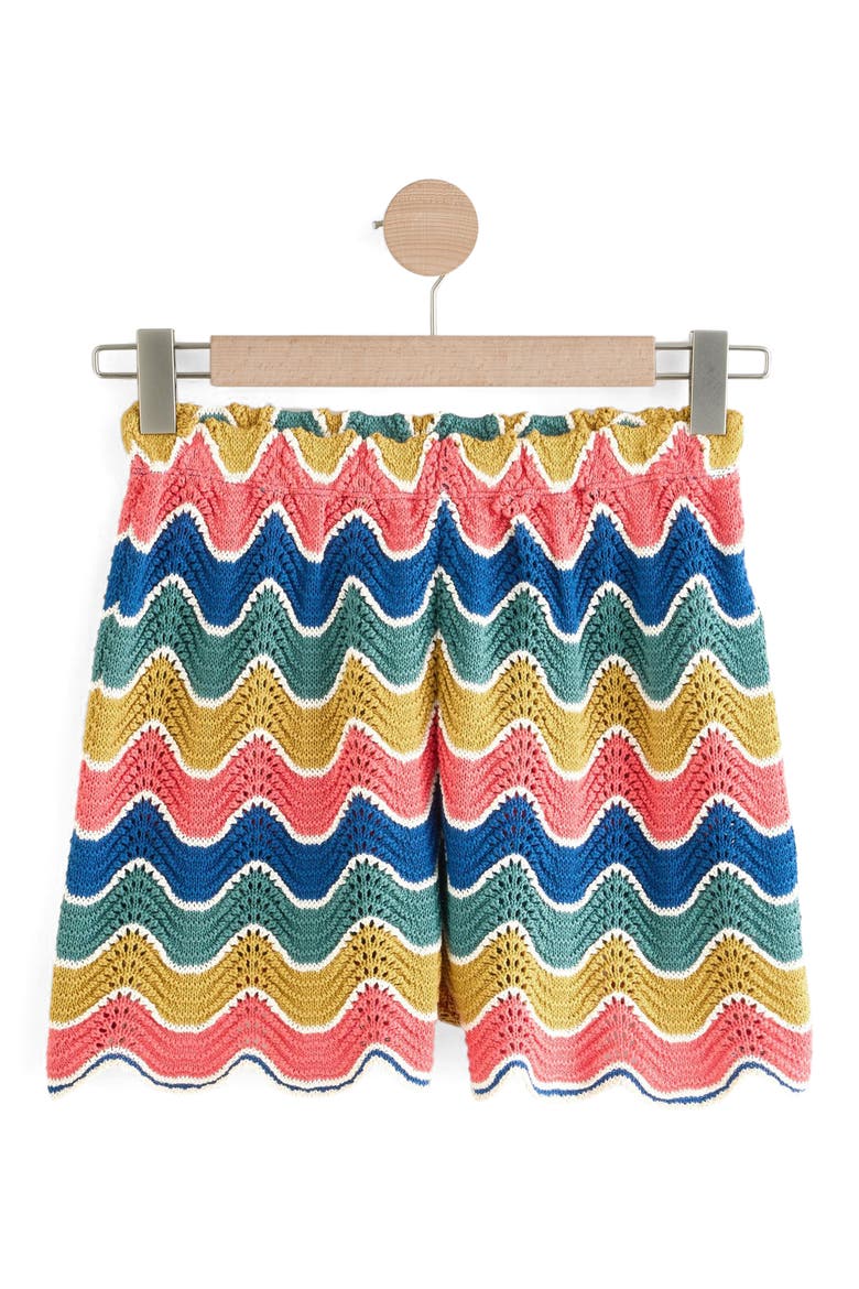 Stripe Crochet Cotton Shorts, Main, color, BLUE MULTI