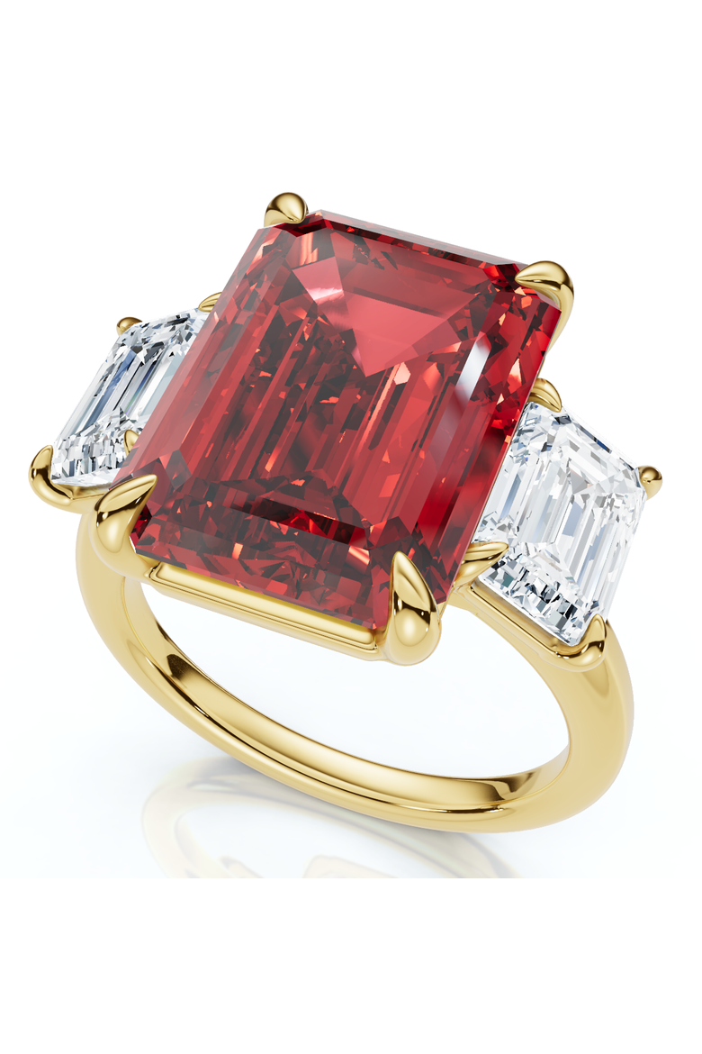 13Ct Ruby & Diamond Ring Lab Grown, Main, color, 14k Yellow Gold