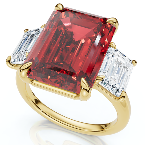 13Ct Ruby & Diamond Ring 14k Gold or Platinum Lab Grown