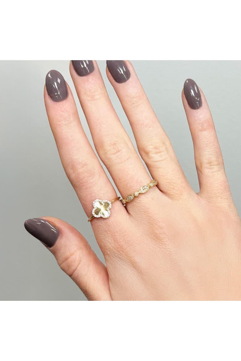 Fluted Gold Diamond Clover Ring, Alternate, color, Yellow Gold
