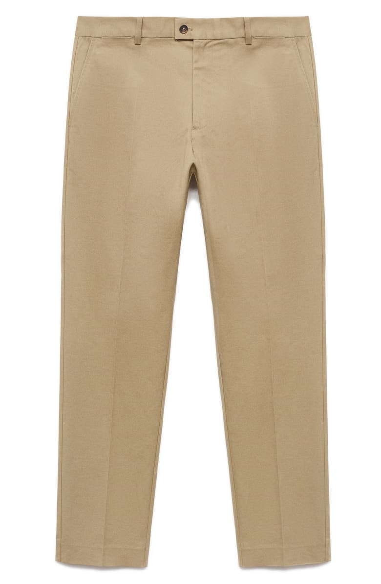 MANGO Slim Fit Stretch Cotton Twill Pants, Alternate, color, Beige