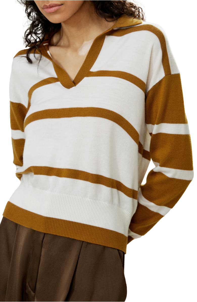 Lilysilk Merino Wool Sweater Polo, Main, color, Brown