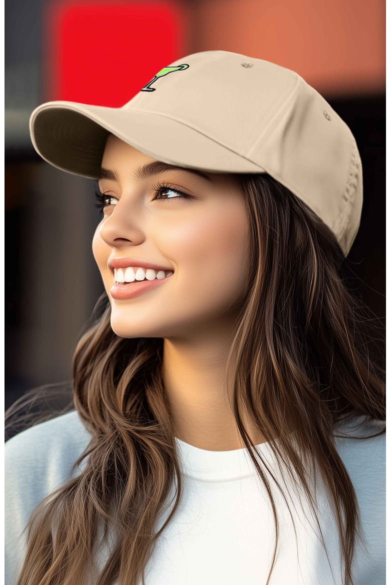 Margarita Embroidered Dad Hat, Alternate, color, Khaki