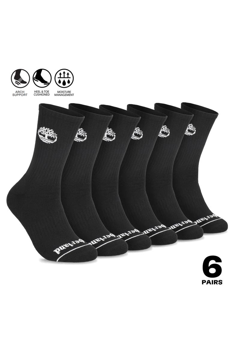 6-Pack Crew Length Socks, Alternate, color, BLACK