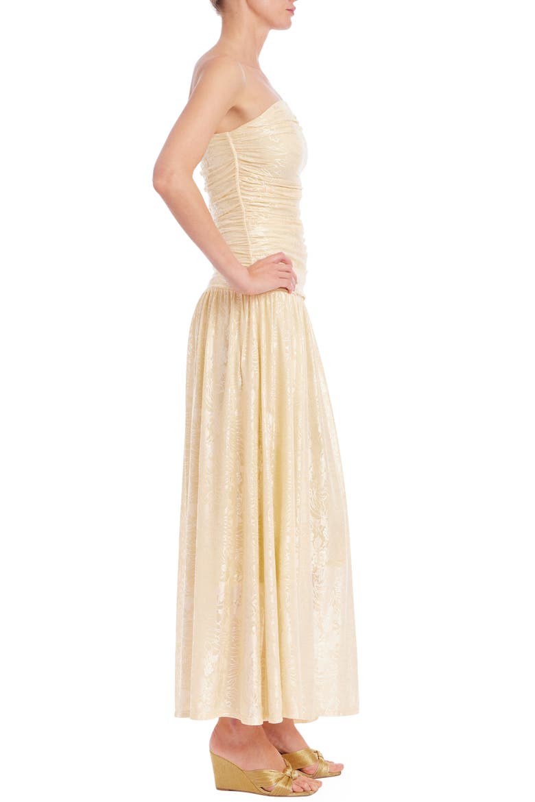 Floral Jacquard Strapless Gown, Alternate, color, BUTTERCUP
