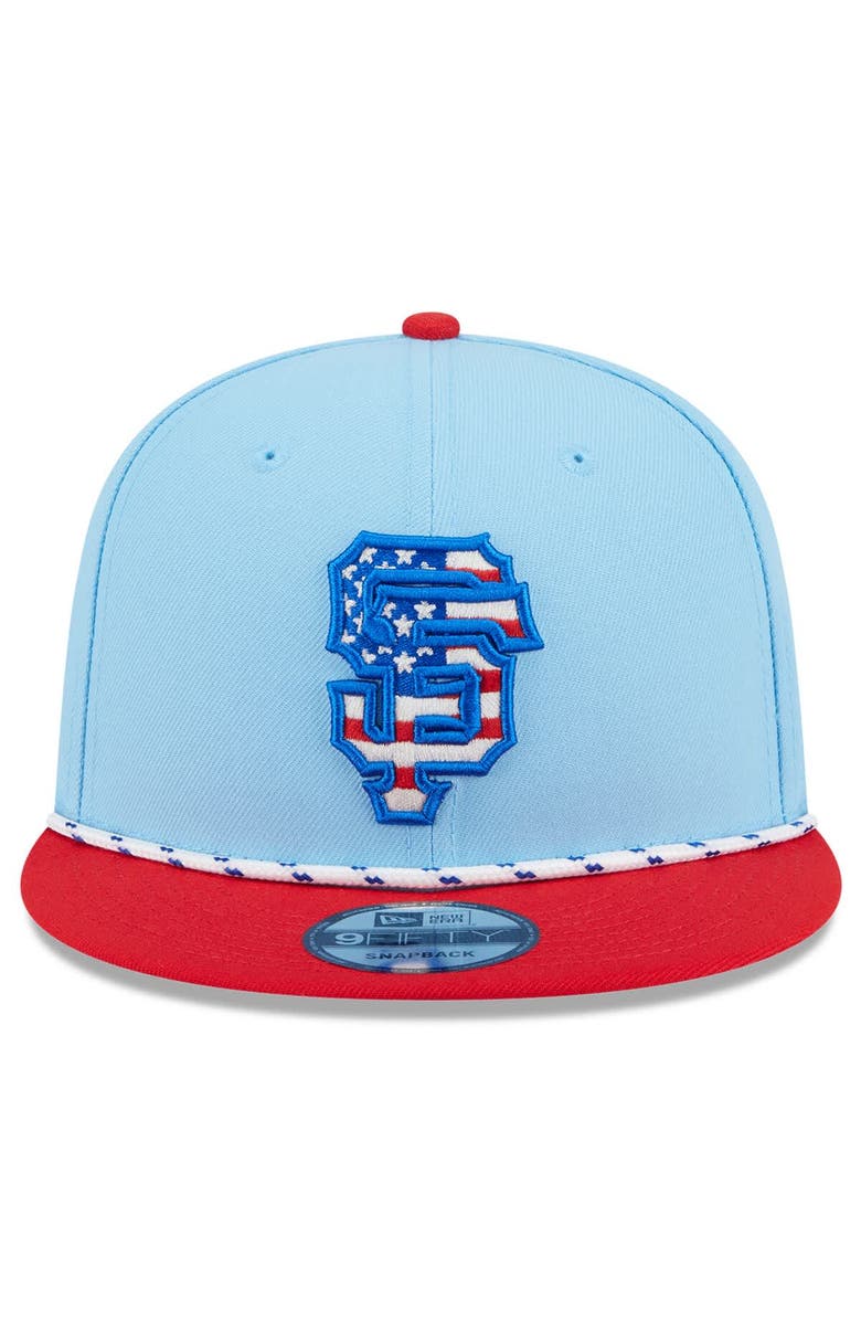 New Era Men's New Era Light Blue/Red San Francisco Giants 2025 Fourth of July 9FIFTY Snapback Hat, Alternate, color, 