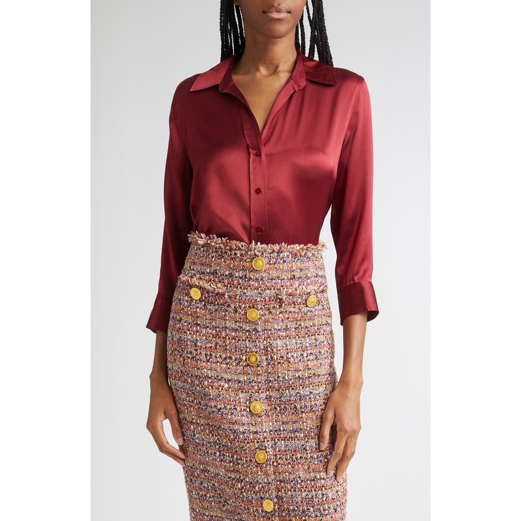 L Agence L'agence Dani Silk Charmeuse Blouse In Red