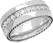 HMY JEWELRY Chain Link Cubic Zirconia Wide Band Ring