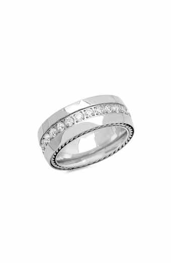 Chain Link Cubic Zirconia Wide Band Ring