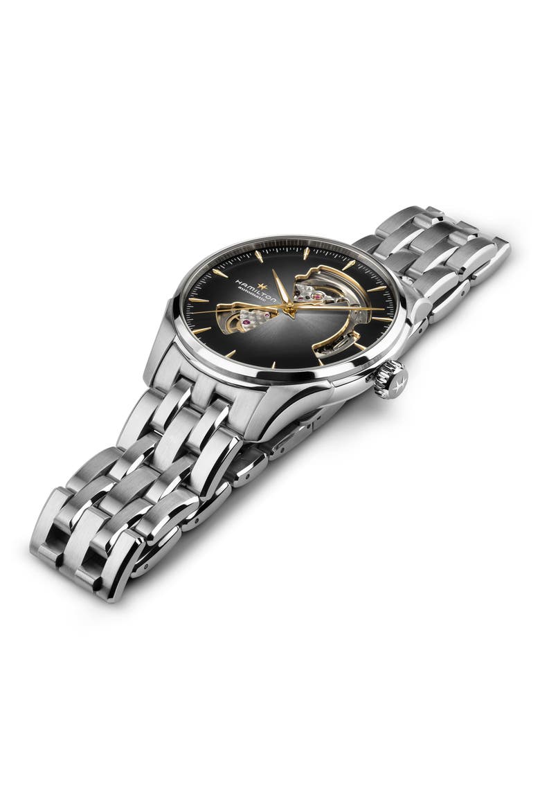 Jazzmaster Open Heart Automatic Bracelet Watch, 40mm, Alternate, color, BLACK