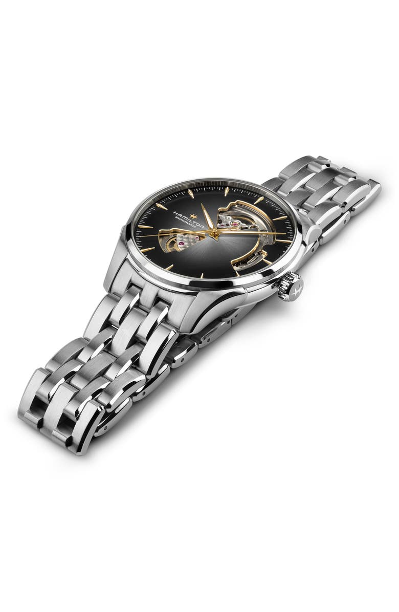 Hamilton Jazzmaster Open Heart Automatic Bracelet Watch, 40mm, Alternate, color, Black