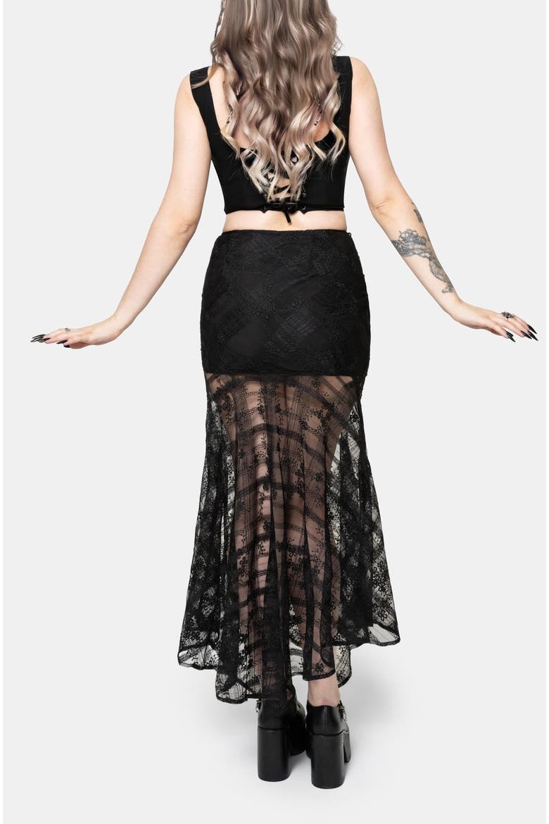 Lucie Lace Asymmetric Hanky Maxi Skirt, Alternate, color, Black