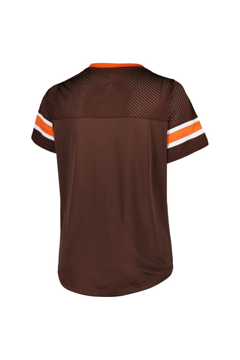 Women's Fanatics Branded Brown Cleveland Browns Plus Size Original State Lace-Up T-Shirt, Alternate, color, Brown