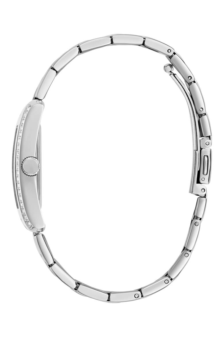 Bonnie Pavé Crystal Bezel Silvertone Bracelet Tank Watch, 27mm, Alternate, color, SILVER