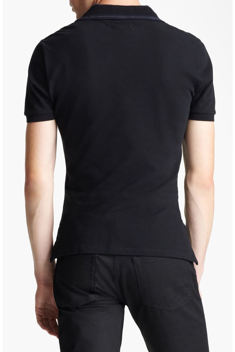 London 'Adler' Check Placket Cotton Polo, Alternate, color, BLACK