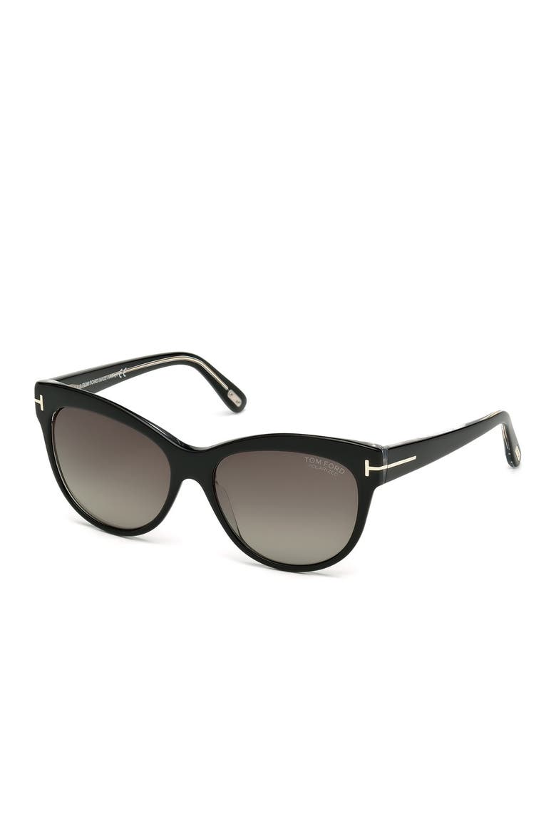'Lily' 56mm Polarized Cat Eye Sunglasses, Alternate, color, BLACK/ SMOKE POLARIZED