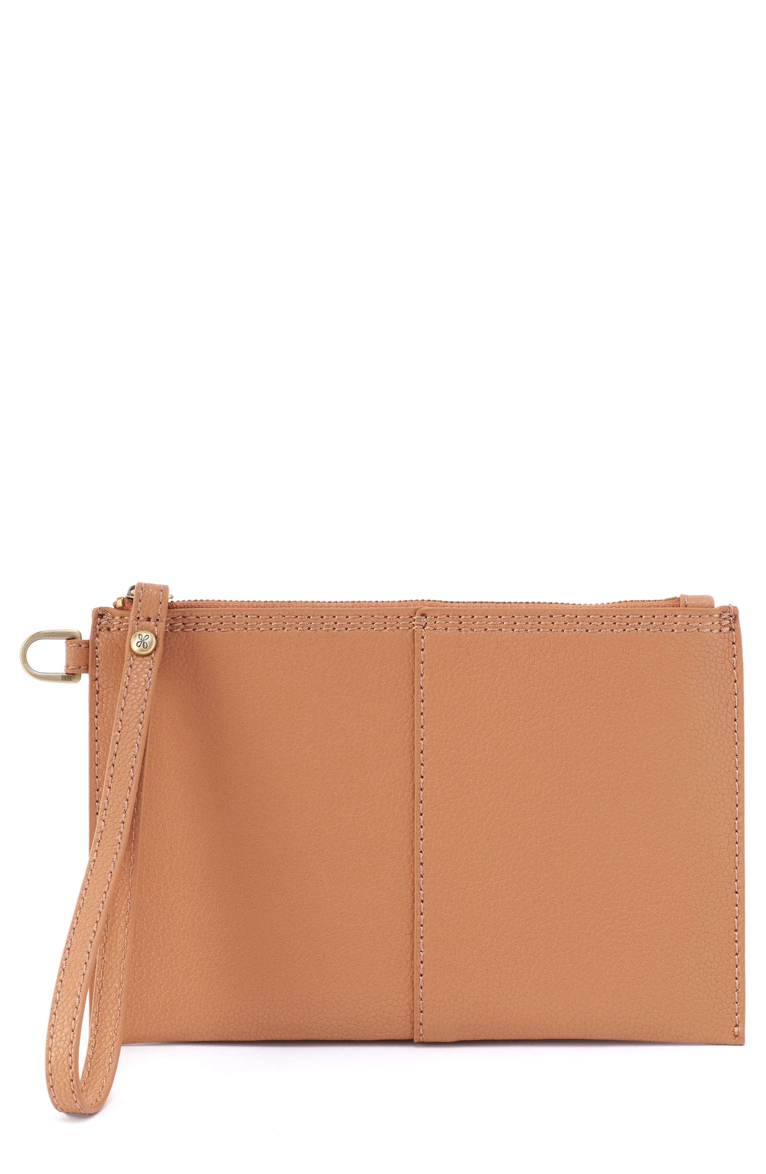 Small Vida Leather Wristlet, Main, color, BISCUIT / COCONUT SHELL