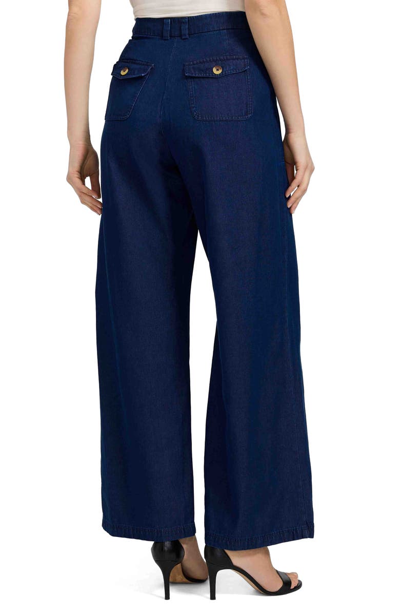 Foxcroft Blaire Wide Leg Denim Pants, Alternate, color, Dark Wash