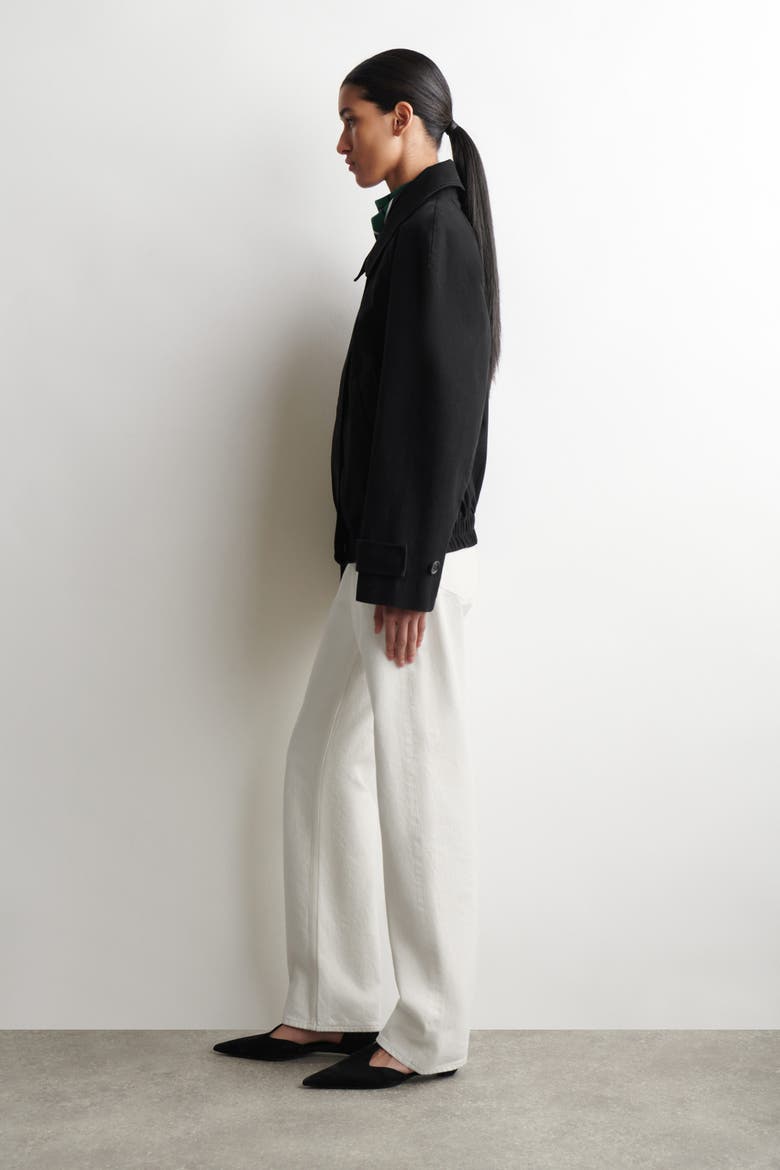 Rounded Cotton Blouson Jacket, Alternate, color, BLACK