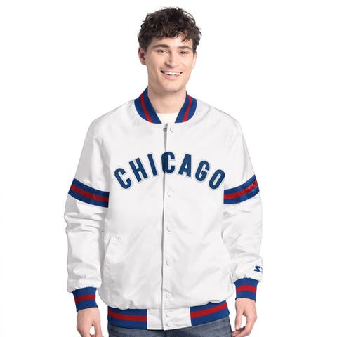 Men's Starter  White Chicago Cubs Cooperstown Scout Full-Snap Varsity Jacket