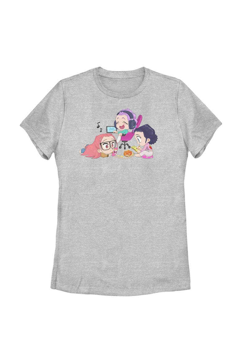 Women's KPop Demon Hunters Chibi Girls Playing  Graphic T-Shirt, Main, color, Athletic Heather
