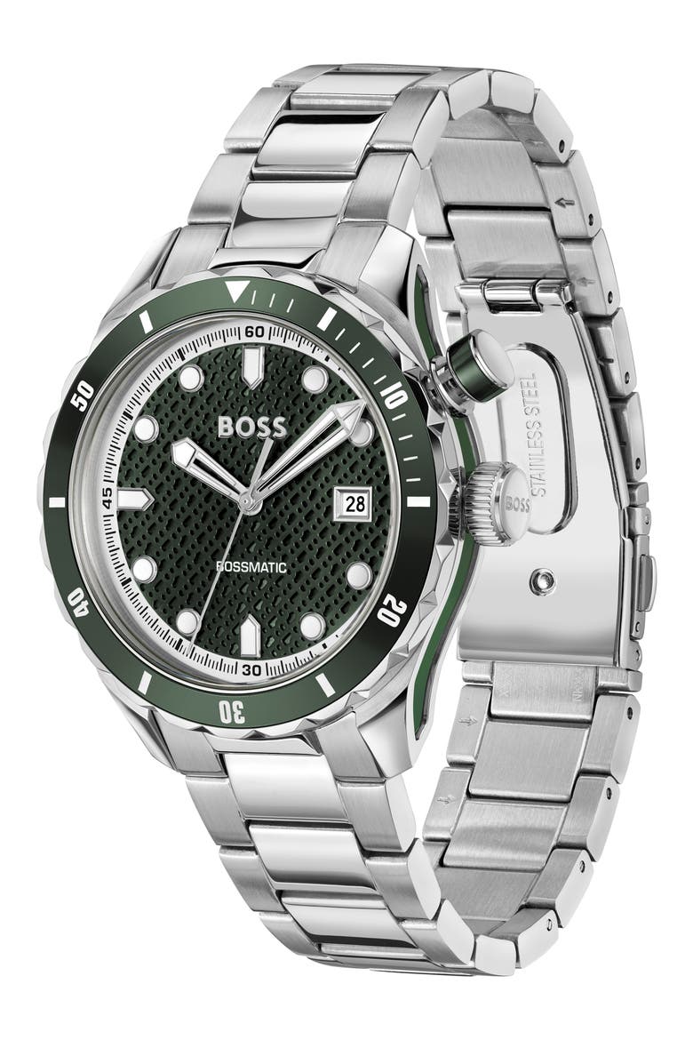 Bossmatic Bracelet Watch, 42mm, Alternate, color, GREEN DIAL