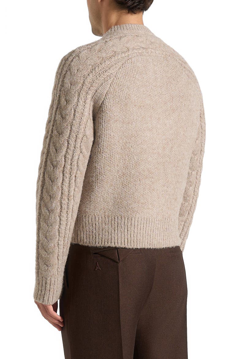 Gaby Speckled Cable Knit Zip Cardigan, Alternate, color, Taupe