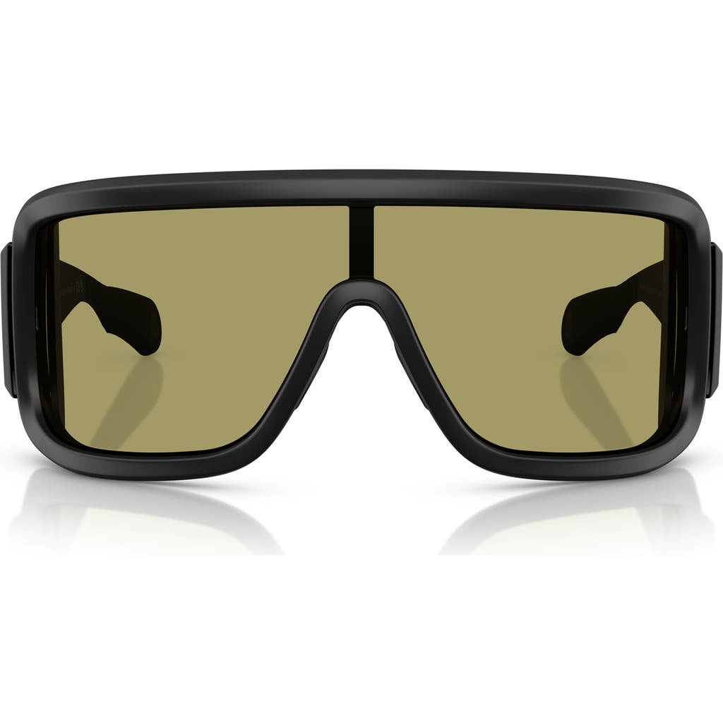Moncler 142mm Rectangular Shield Sunglasses In Matte Black
