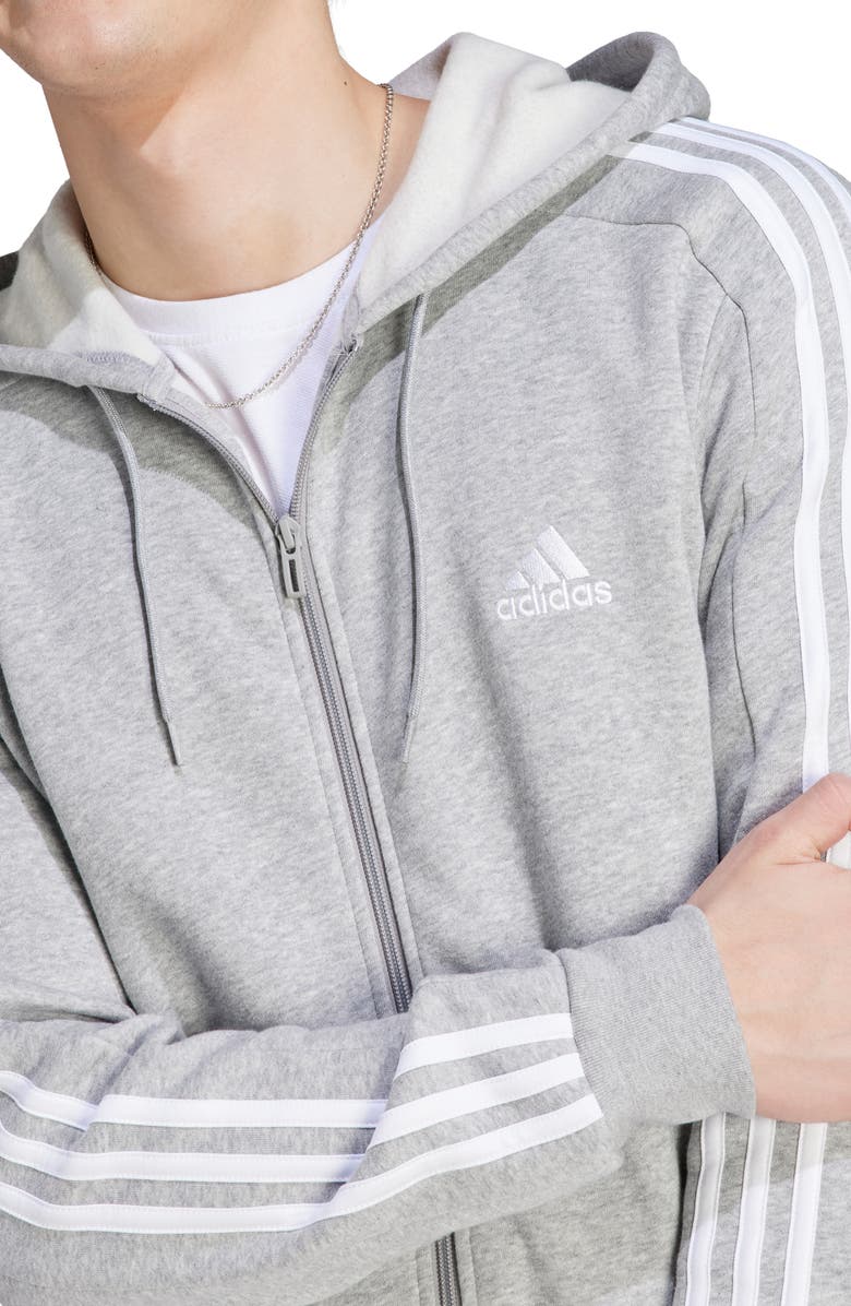adidas Essentials 3-Stripe Fleece Hoodie, Alternate, color, 