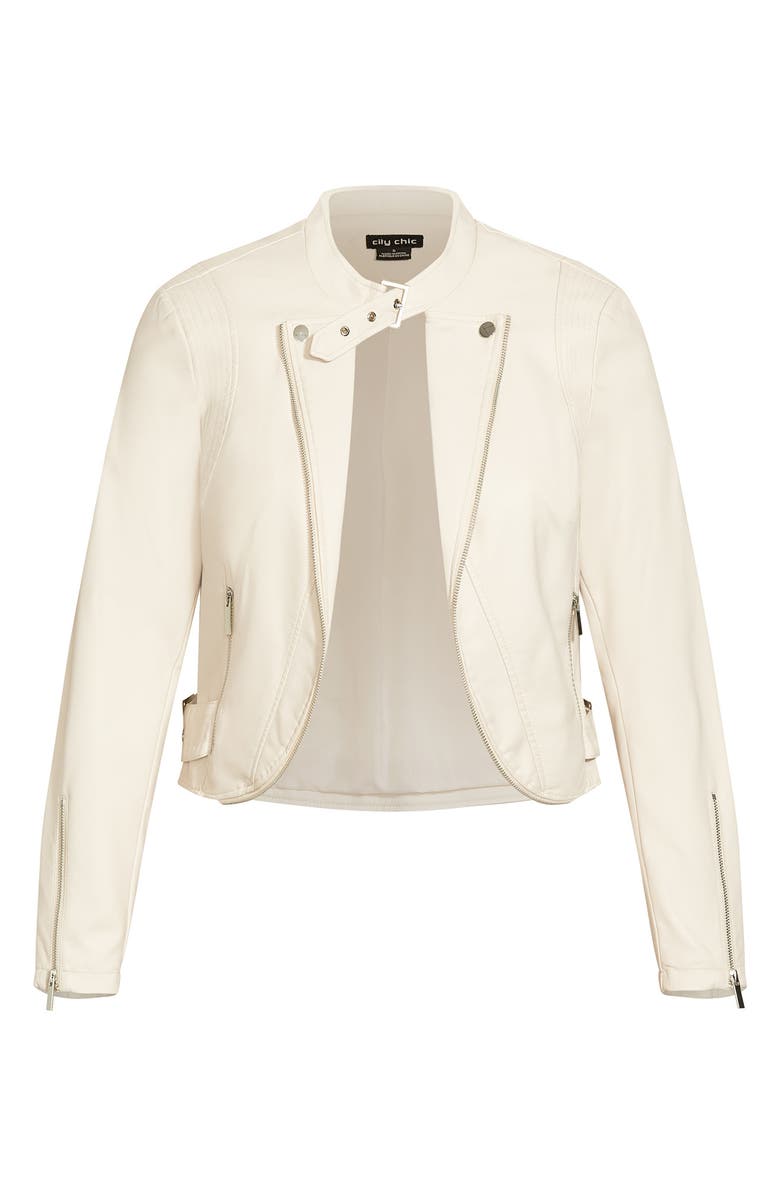 City Chic Crop Faux Leather Biker Jacket, Alternate, color,