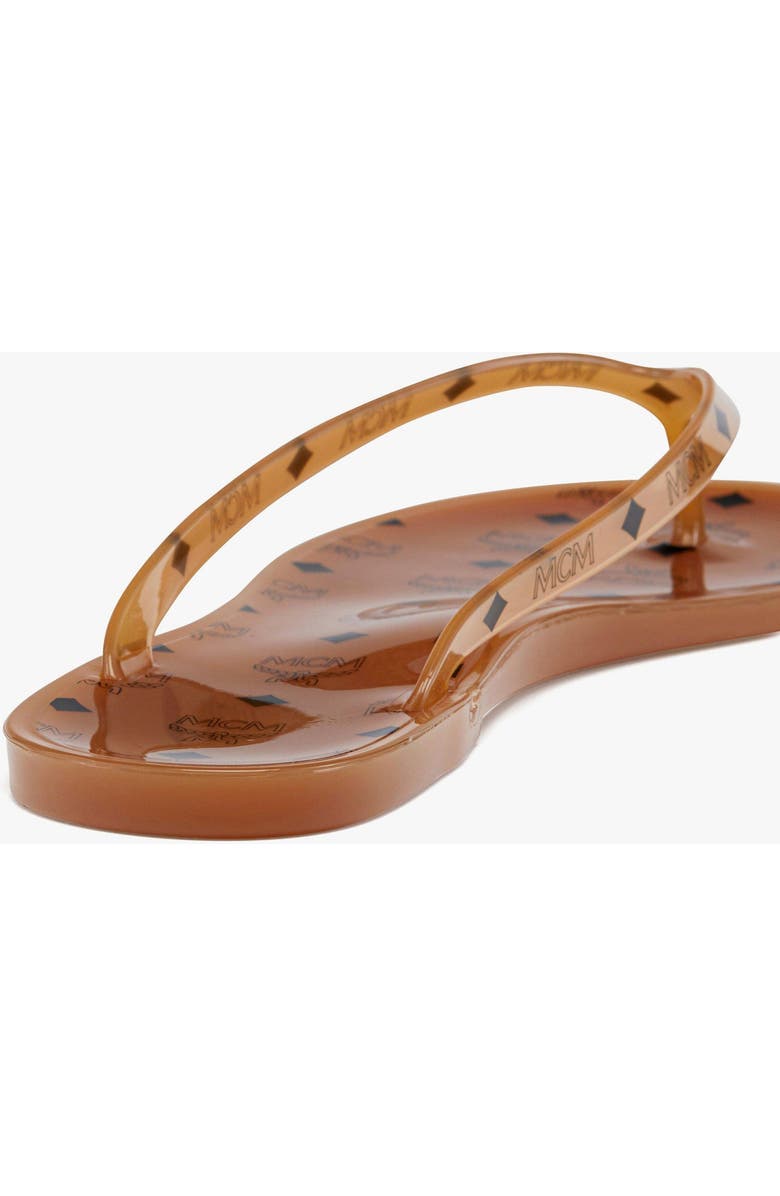MCM Monogram Jelly Thong Sandals, Alternate, color, Cognac