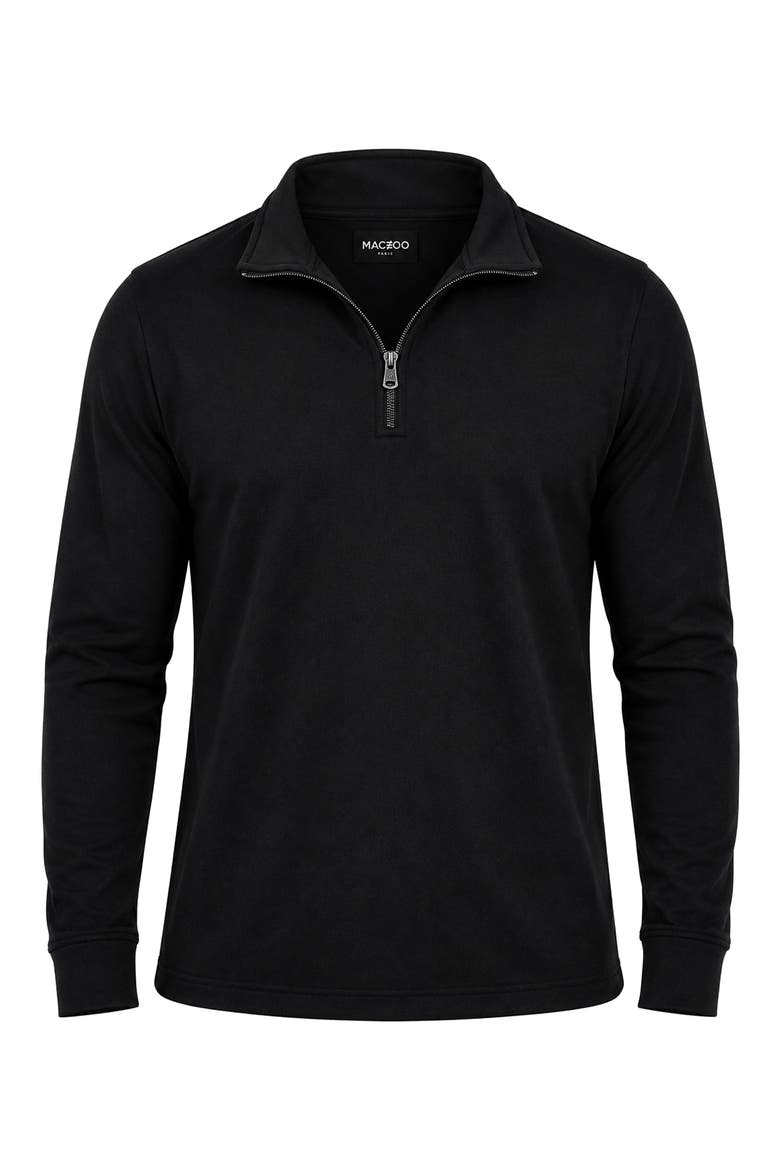 Mercerized Cotton Quarter Zip Sweater, Main, color, BLACK