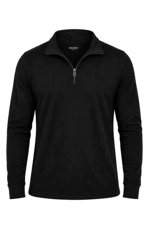 Mercerized Cotton Quarter Zip Sweater