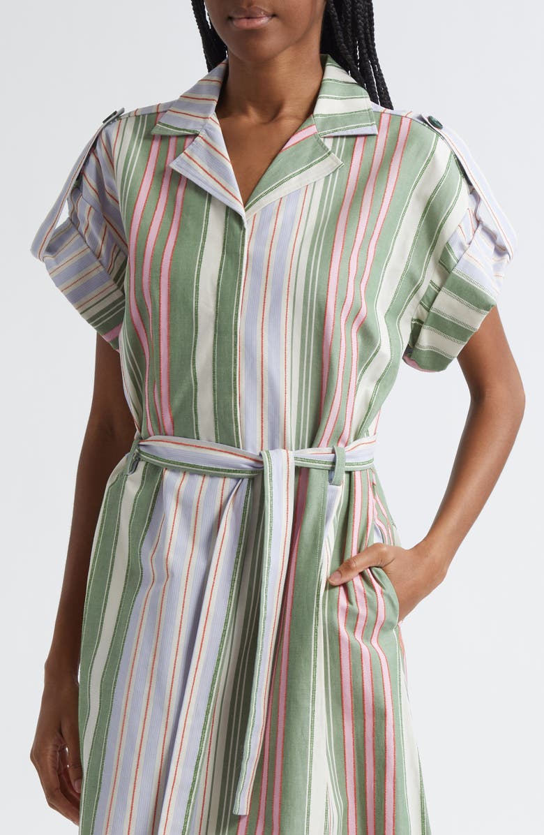 Stine Goya Stripe Organic Cotton Shirtdress, Alternate, color, Forest Stripe