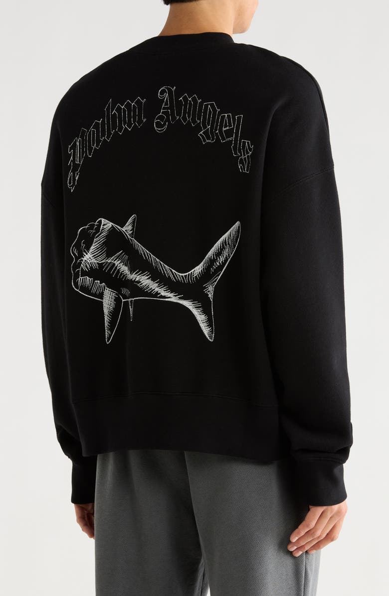 Palm Angels Split Shark Embroidered Sweatshirt, Alternate, color, 