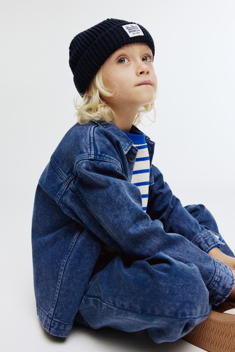 Cotton Denim Trousers, Alternate, color, Dark denim blue
