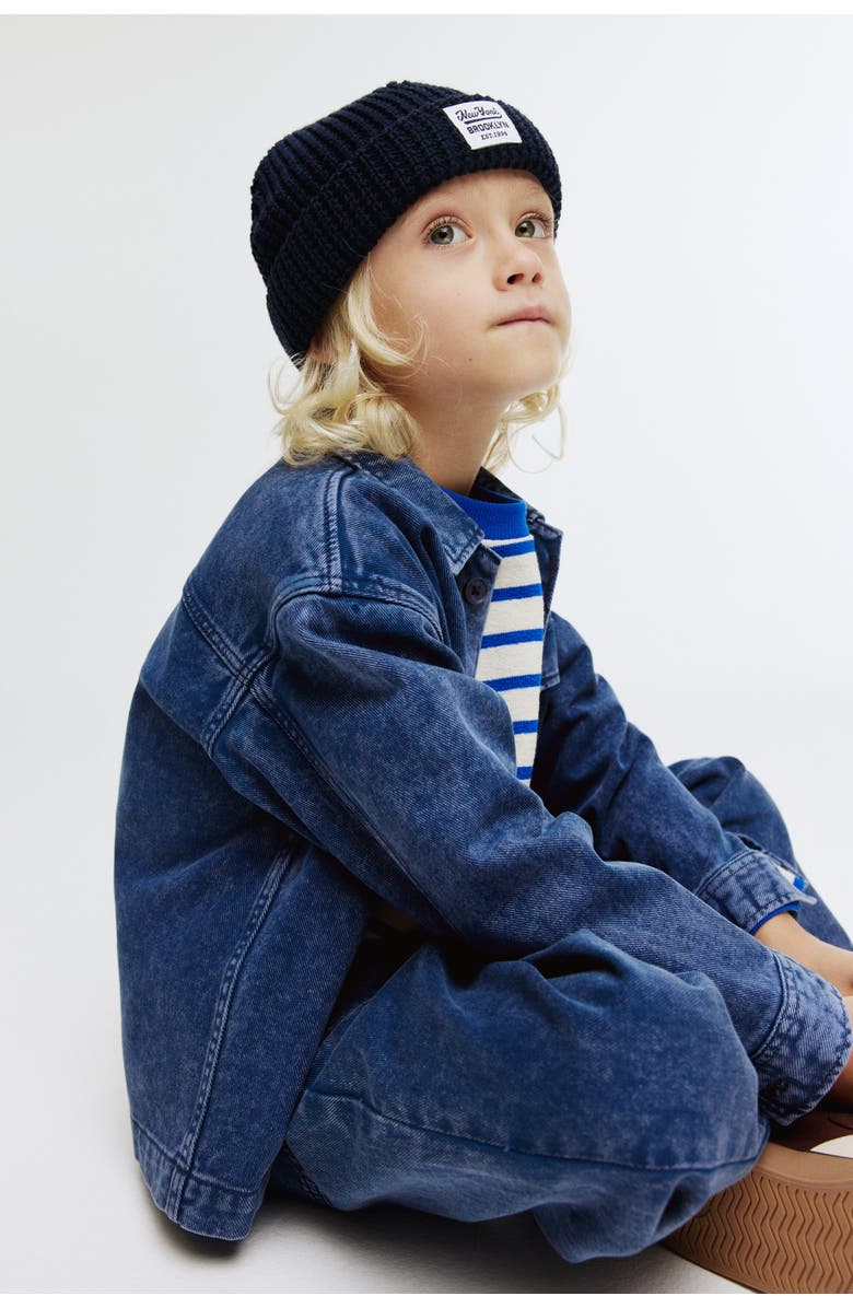 H&M Cotton Denim Trousers, Alternate, color, Dark Denim Blue