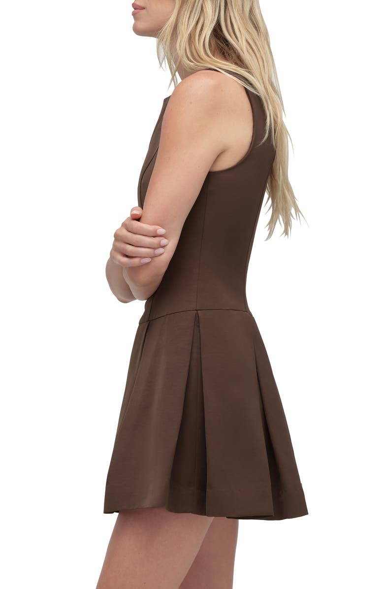 Favorite Daughter x 'Nobody Wants This' Anything Can Happen Pleated Minidress, Alternate, color, Espresso