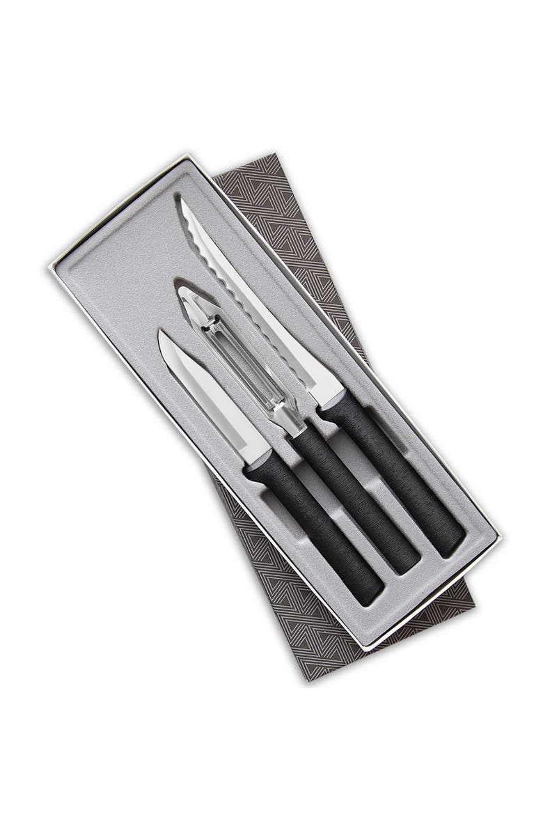 Rada 3 Piece Peel, Pare & Slice Knife Set with Gift Box, Main, color, Black