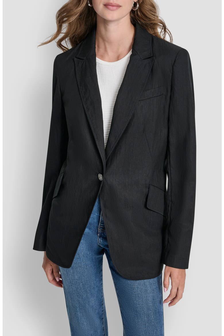 Zigzag Stitch Blazer, Main, color, BLACK