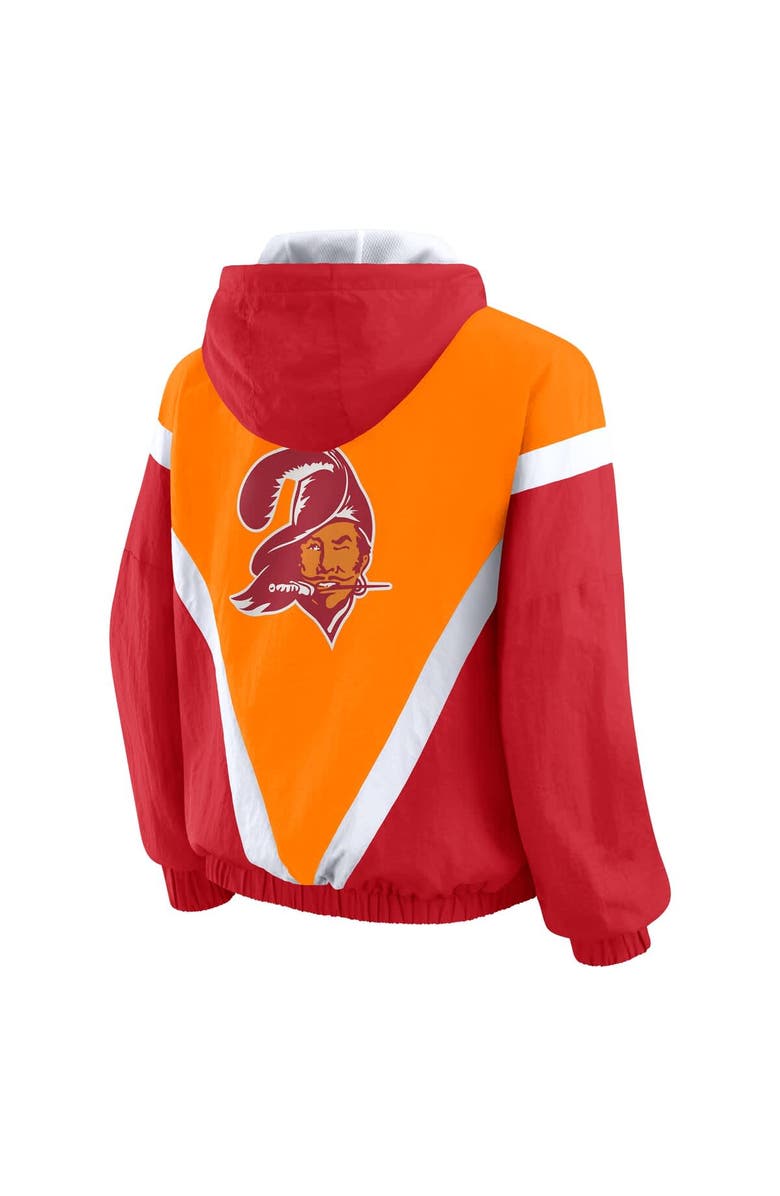 WEAR by Erin Andrews Women's WEAR by Erin Andrews Orange/Red Tampa Bay Buccaneers Retro Crinkle Full-Zip Hoodie Windbreaker, Alternate, color, Orange