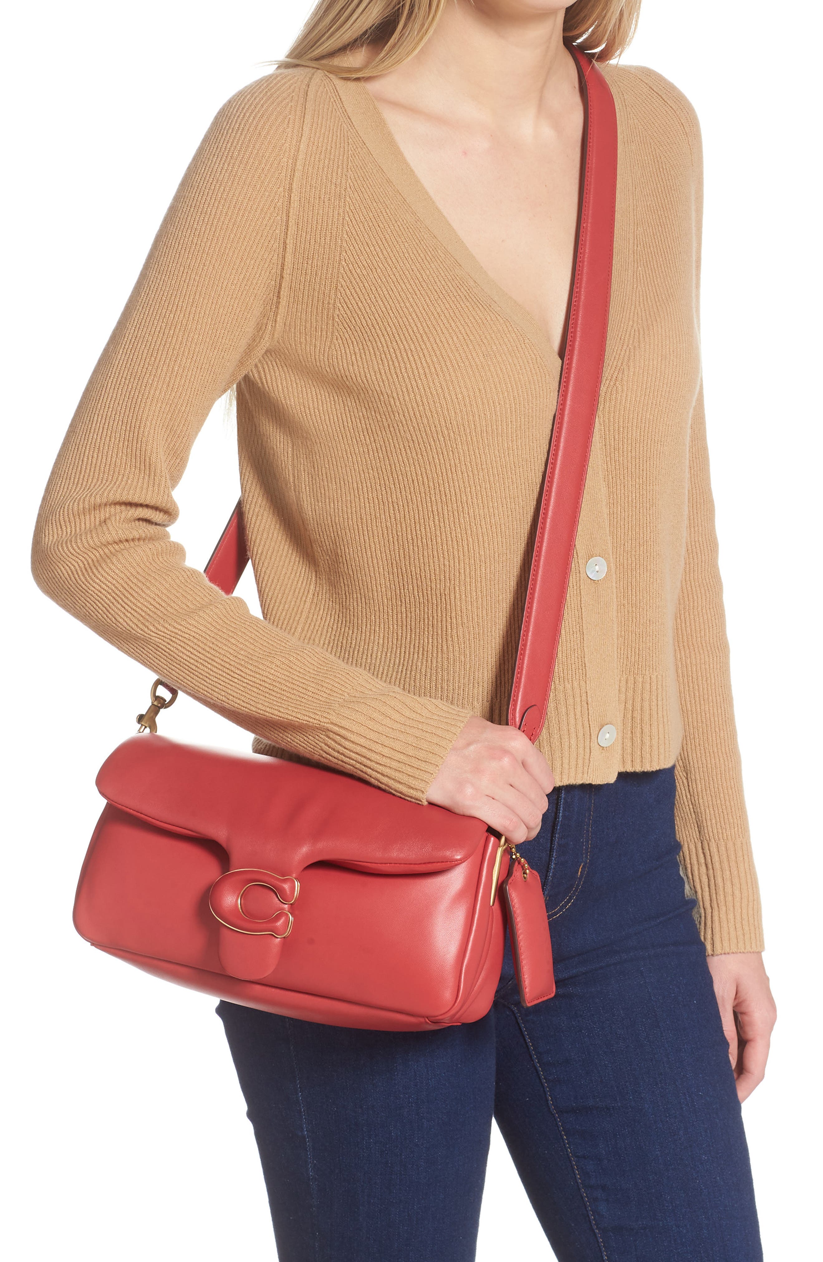 Pillow Leather Crossbody Bag, Alternate, color, RED APPLE