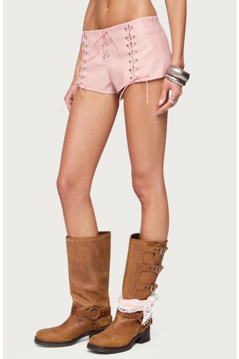 Elisha Faux Leather Micro Shorts, Alternate, color, PINK